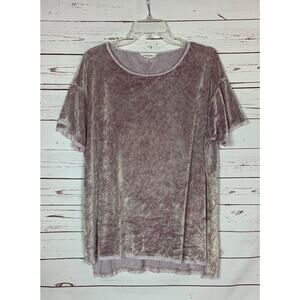 Peach Love Boutique Women's L Large Pink Lavender Velvet Velour Cute Tunic Top
